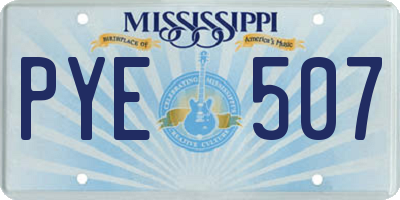 MS license plate PYE507