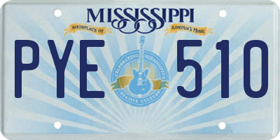 MS license plate PYE510
