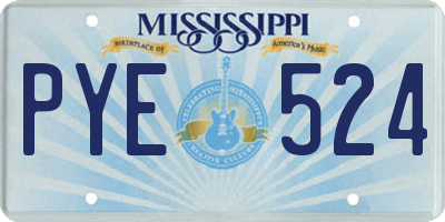 MS license plate PYE524