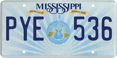 MS license plate PYE536