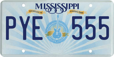 MS license plate PYE555