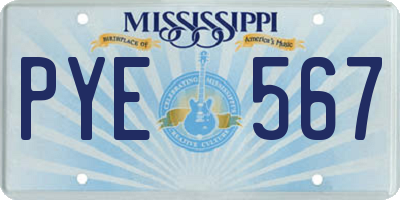 MS license plate PYE567