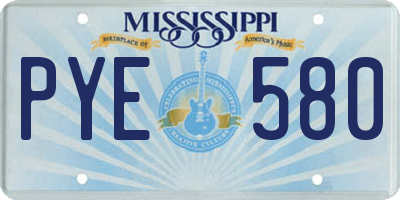 MS license plate PYE580