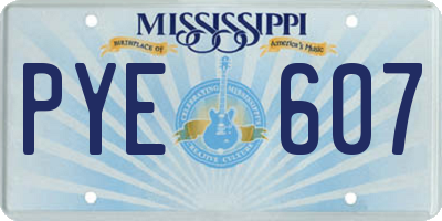 MS license plate PYE607
