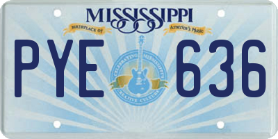 MS license plate PYE636