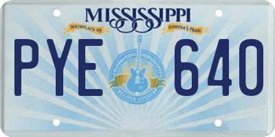 MS license plate PYE640