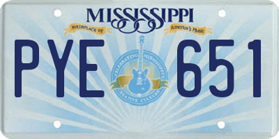 MS license plate PYE651