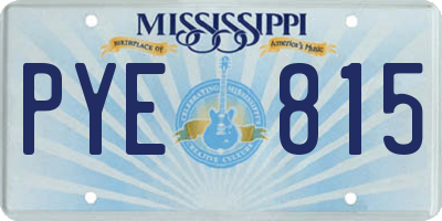 MS license plate PYE815