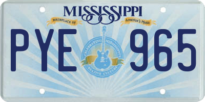 MS license plate PYE965