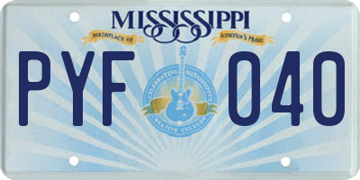MS license plate PYF040