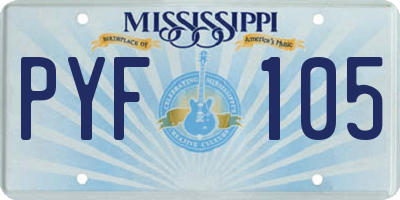 MS license plate PYF105
