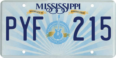 MS license plate PYF215