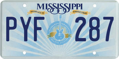 MS license plate PYF287