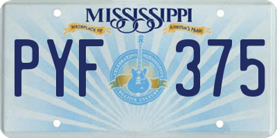 MS license plate PYF375