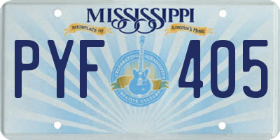 MS license plate PYF405