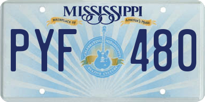 MS license plate PYF480