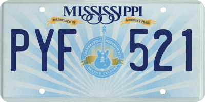 MS license plate PYF521