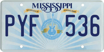 MS license plate PYF536