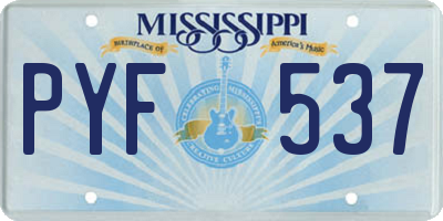 MS license plate PYF537