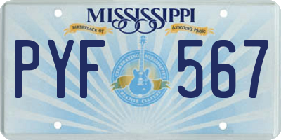 MS license plate PYF567