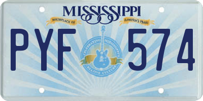 MS license plate PYF574
