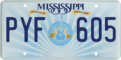 MS license plate PYF605