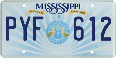 MS license plate PYF612