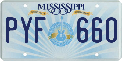 MS license plate PYF660