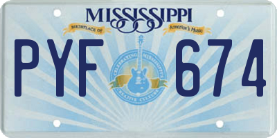 MS license plate PYF674