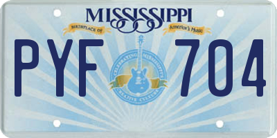 MS license plate PYF704