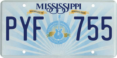 MS license plate PYF755