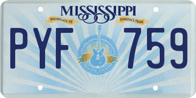 MS license plate PYF759