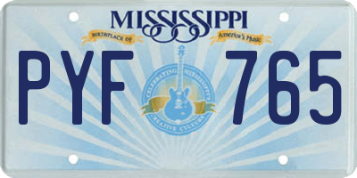 MS license plate PYF765