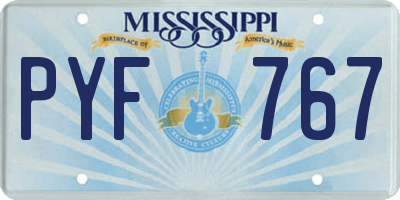 MS license plate PYF767