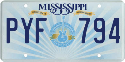 MS license plate PYF794