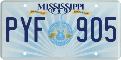 MS license plate PYF905