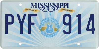 MS license plate PYF914