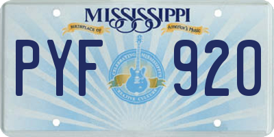 MS license plate PYF920