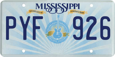 MS license plate PYF926