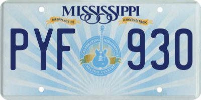 MS license plate PYF930