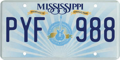 MS license plate PYF988