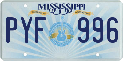 MS license plate PYF996