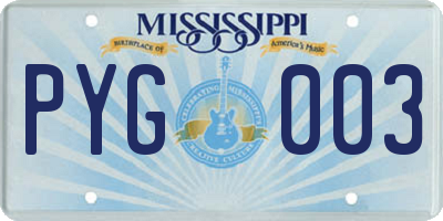 MS license plate PYG003