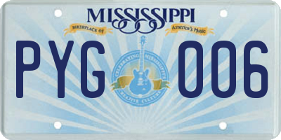 MS license plate PYG006