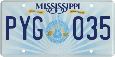 MS license plate PYG035