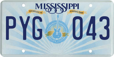 MS license plate PYG043