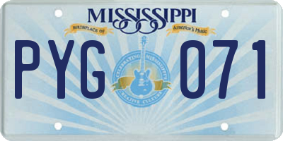 MS license plate PYG071