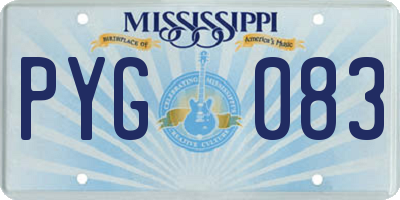 MS license plate PYG083