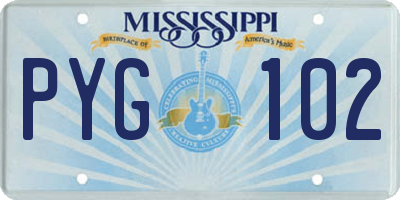 MS license plate PYG102