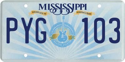 MS license plate PYG103